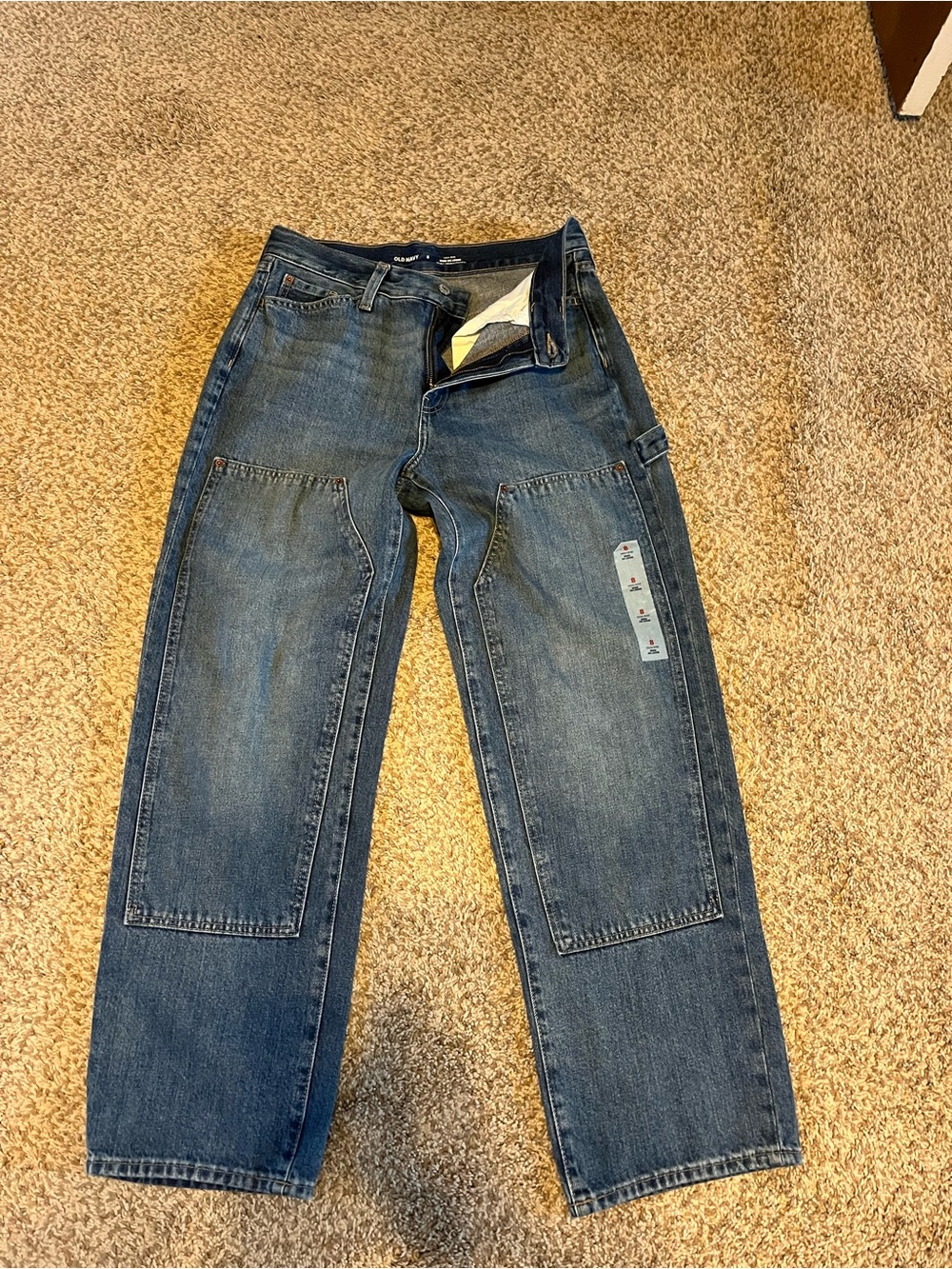 Old Navy Women's Relaxed Carpenter Jeans in Blue Denim